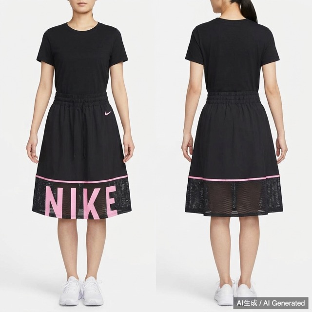 NIKE フレアスカート ブラック ピンク XL
