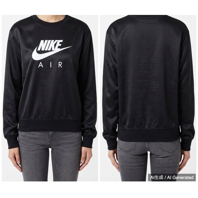 NIKE AIR カットソー クルーネック スウェット サテン レディースM
