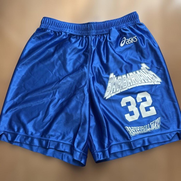 asics バスケットボールパンツ L 青 BARBARIANS 32 光沢