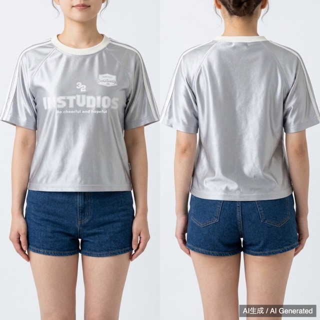 INS STUDIOS シルバー レディース 半袖Tシャツ Sサイズ チビT