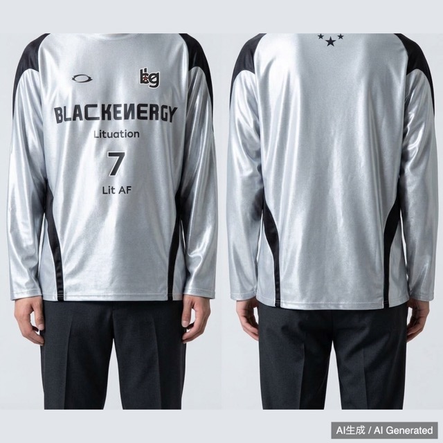 BLACKENERGY ナンバリング 長袖Tシャツ 韓流 光沢