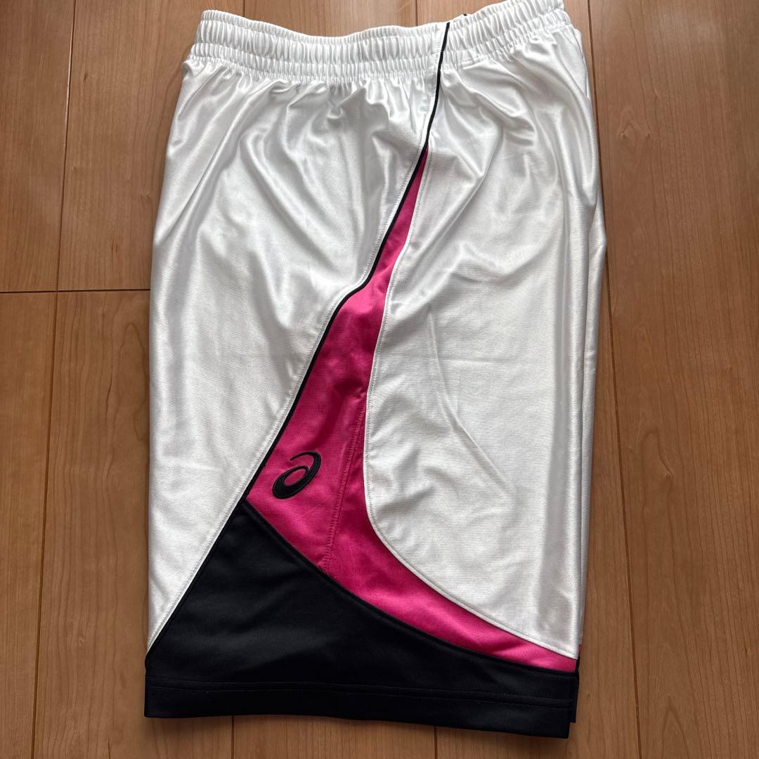 ASICS レディース バスケットボールパンツ ホワイト/ピンク/ブラック 光沢 (3/5)