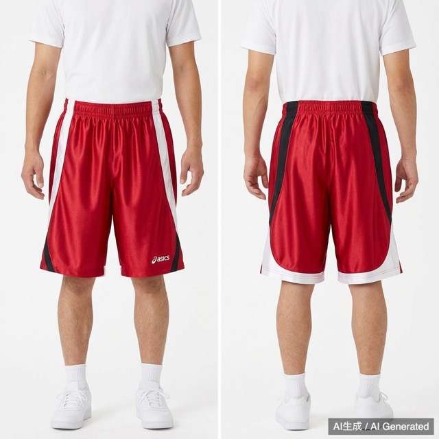 asics バスケットボールパンツ バスパン レッド 光沢