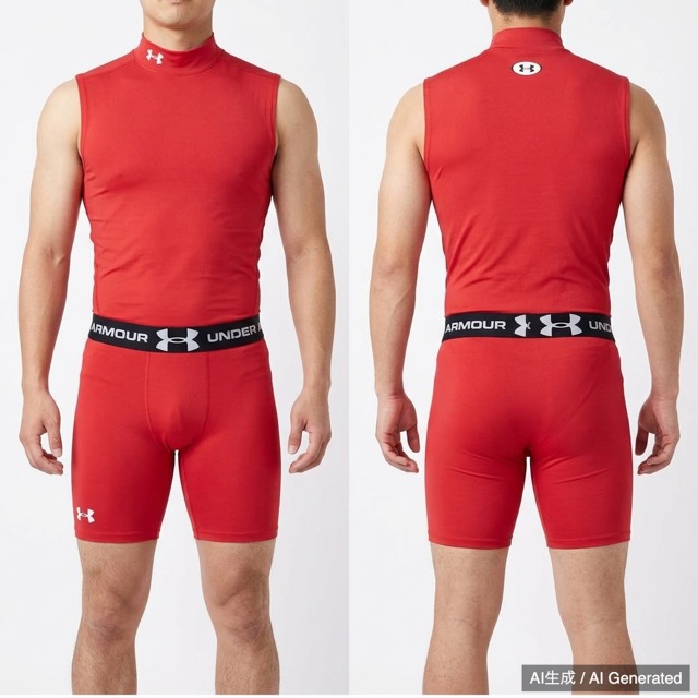 UNDER ARMOUR 赤 アンダーシャツ パンツ セットアップ