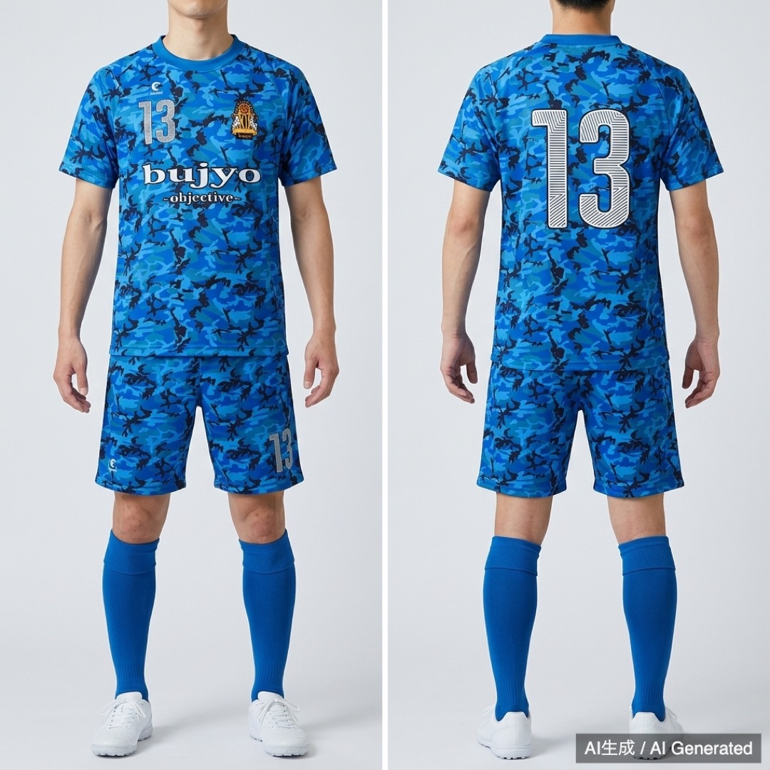 Tripletta サッカーユニフォーム 上下セット ブルー 迷彩 13番 (1/9)