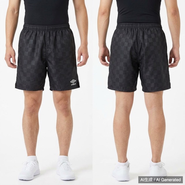 レトロ・レア umbro チェック柄 サテン ブラック サッカーパンツ
