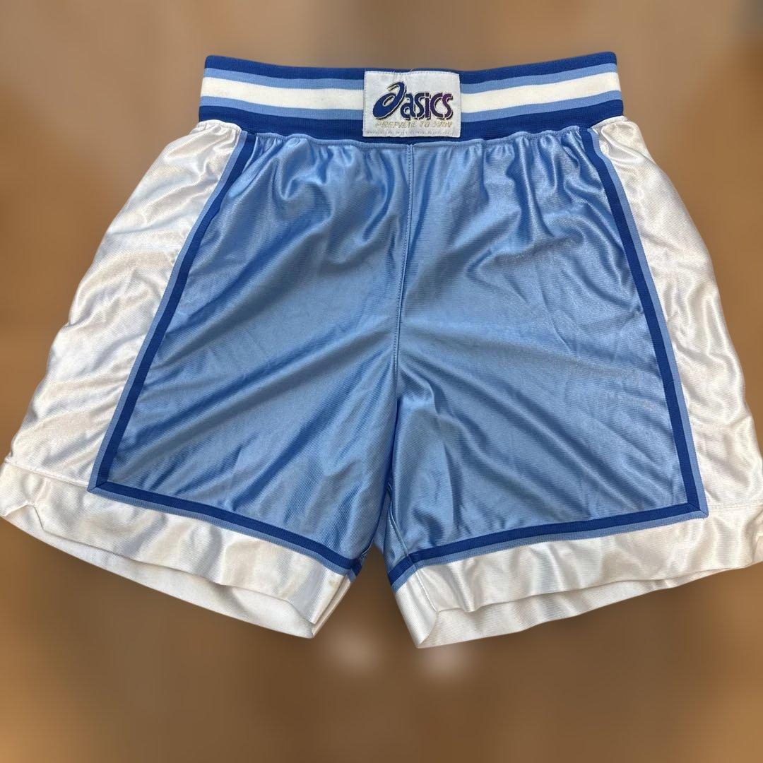 asics バスケットボールパンツ 水色/白 光沢 (1/5)