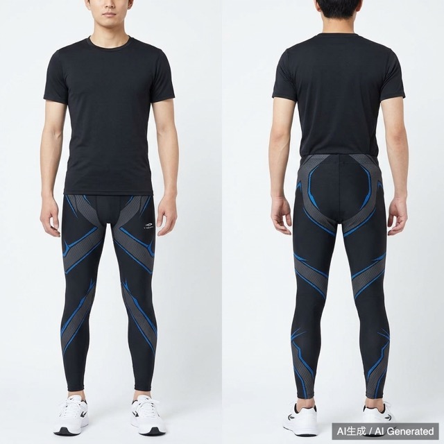 TIGORA スポーツタイツ ブラック ブルー Mサイズ
