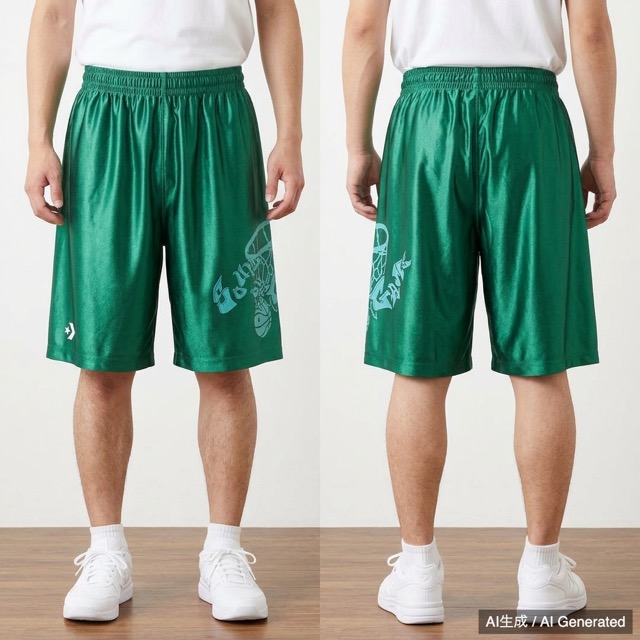 コンバース バスケットボールショートパンツ 緑色 Mサイズ 光沢
