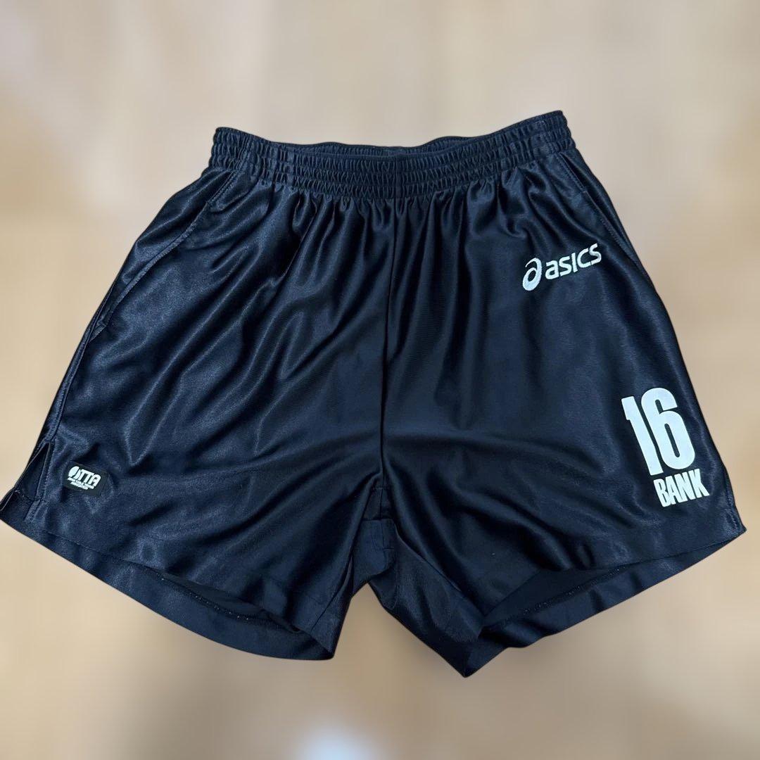 asics 卓球 パンツ M ブラック 光沢 (1/3)