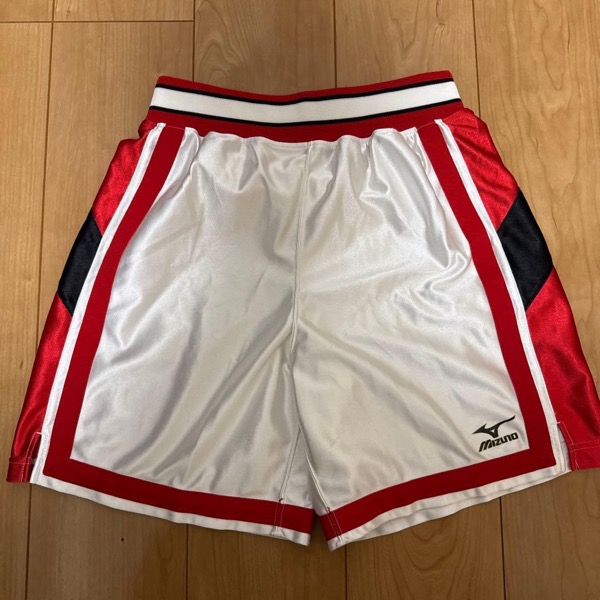 Mizuno バスケットボールパンツ バスパンSホワイト/レッド/ブラック 光沢