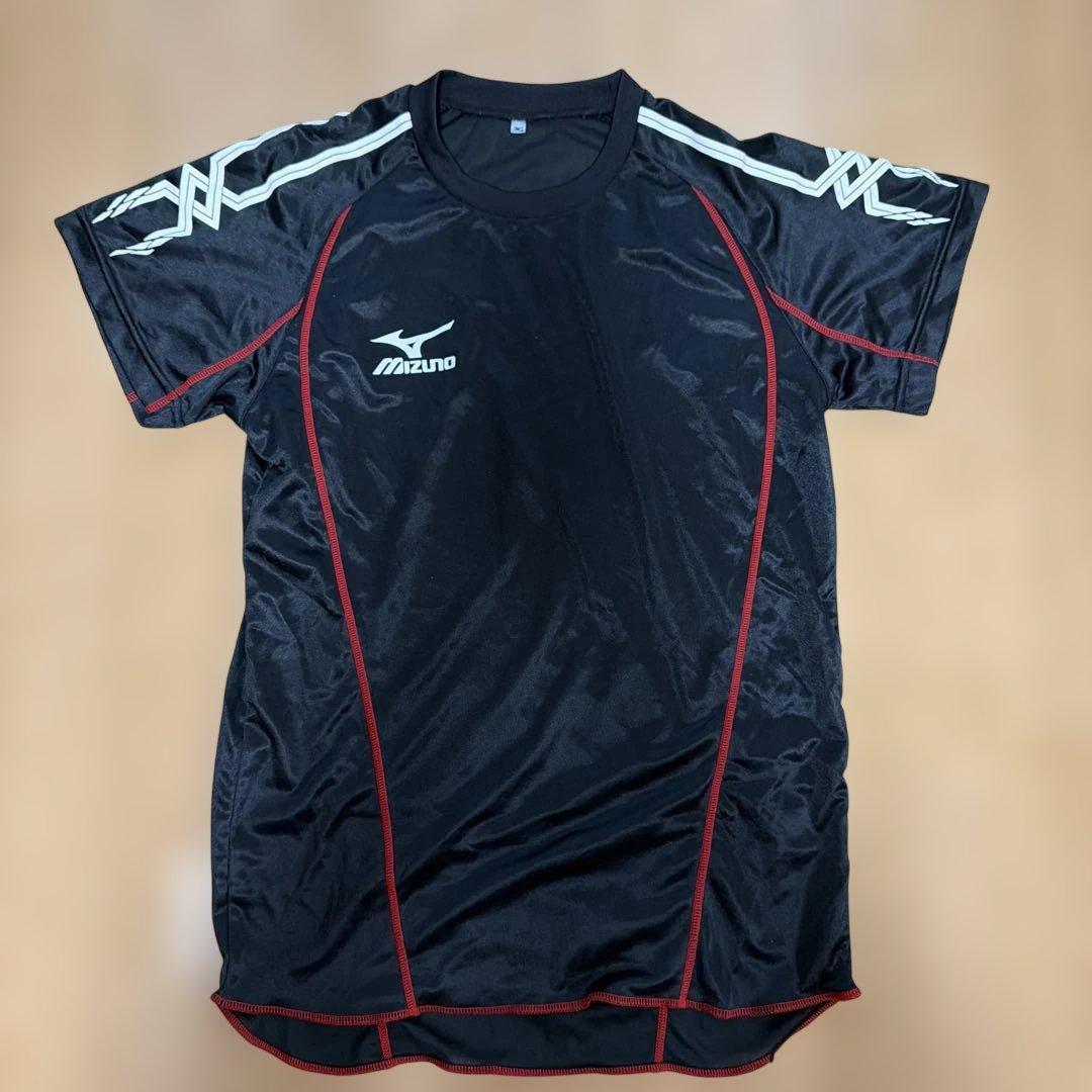 MIZUNO ランニング シャツ ブラック レッド Sサイズ (2/4)