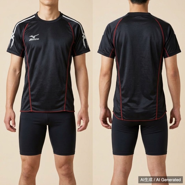 MIZUNO ランニング シャツ ブラック レッド Sサイズ