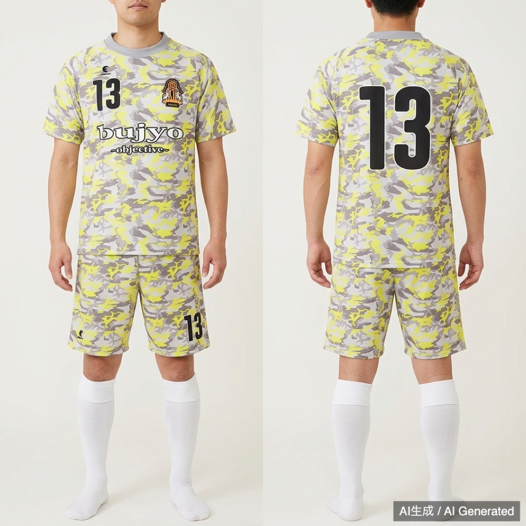Tripletta サッカーユニフォーム 上下セット イエロー迷彩 13番 (1/9)