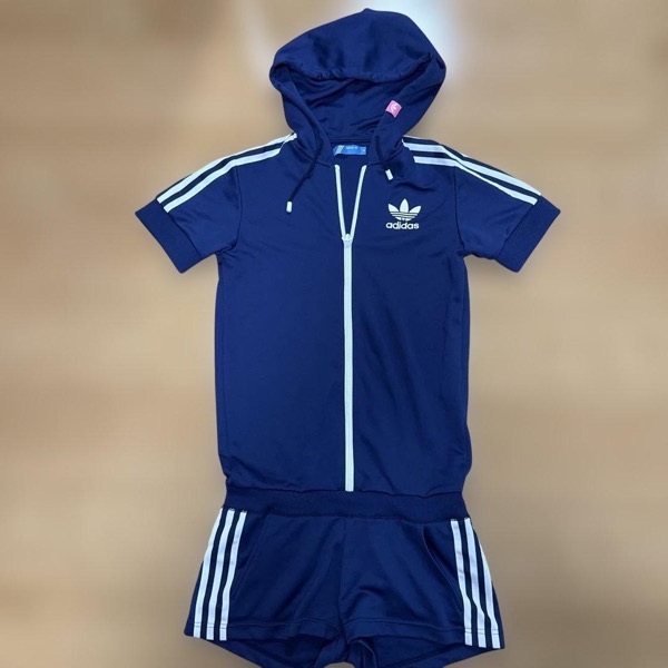 adidas オールインワン フード付きネイビージャージ M