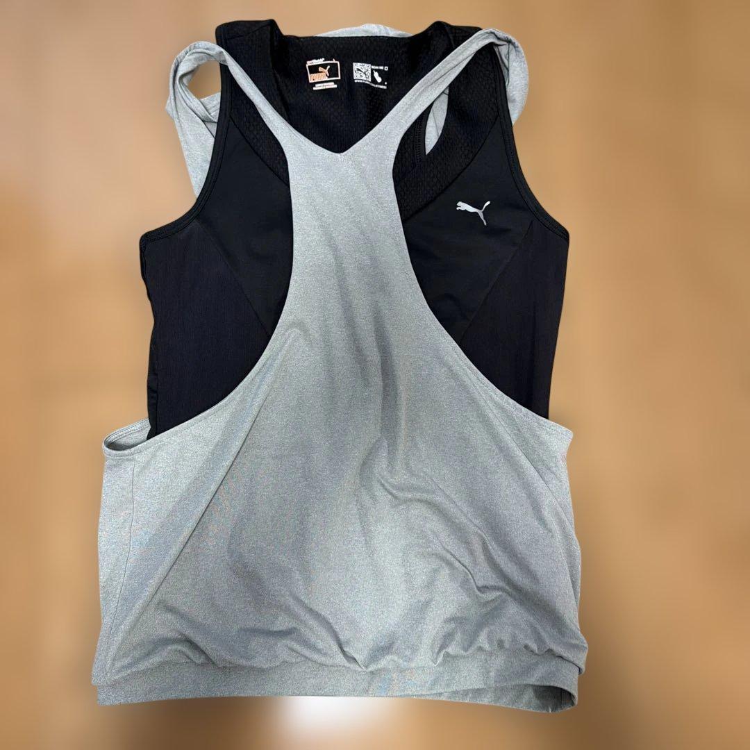 レディース Puma フード付きタンクトップ グレー/ブラック レディース L (3/5)