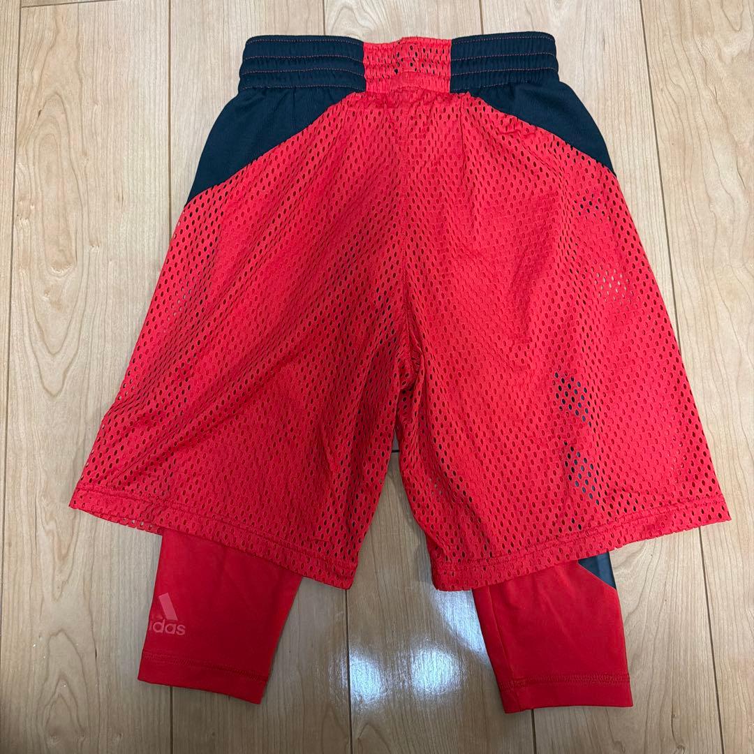 adidas バスケットボールパンツ スパッツ付き S レッド (3/4)