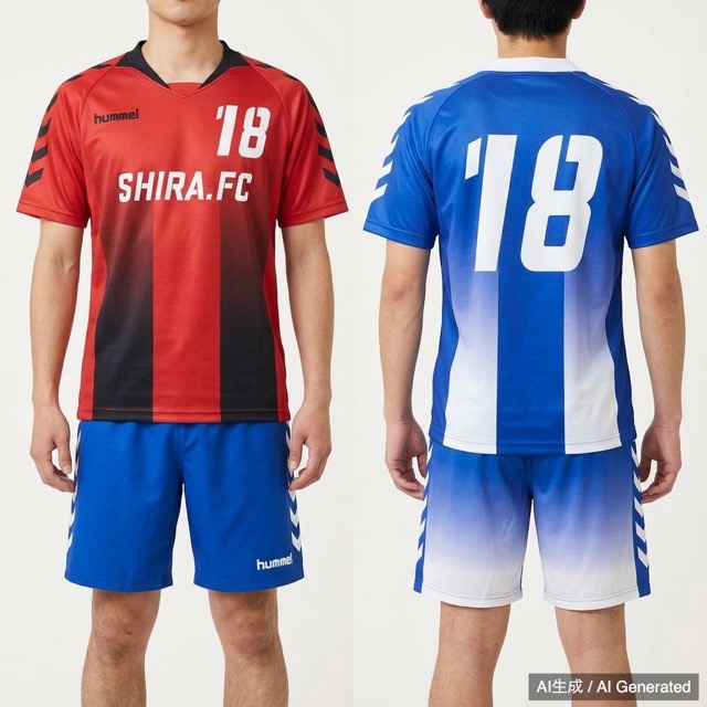 タグ付き SHIRA.FC サッカー ユニフォーム 上下セット