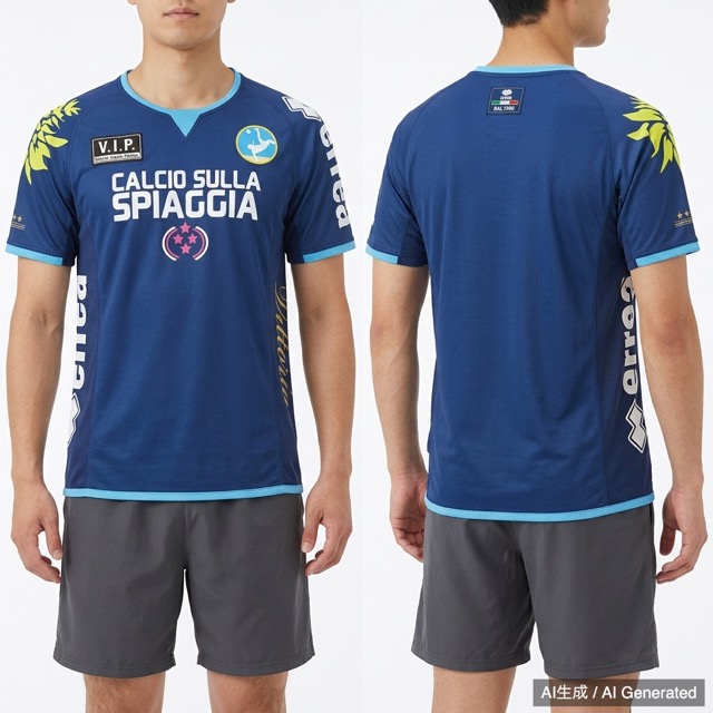 errea サッカー CALCIO SULLA SPIAGGIA シャツ ネイビ