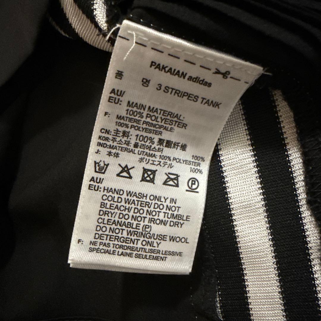 adidas 3 STRIPES TANK ブラックノースリーブ (3/3)