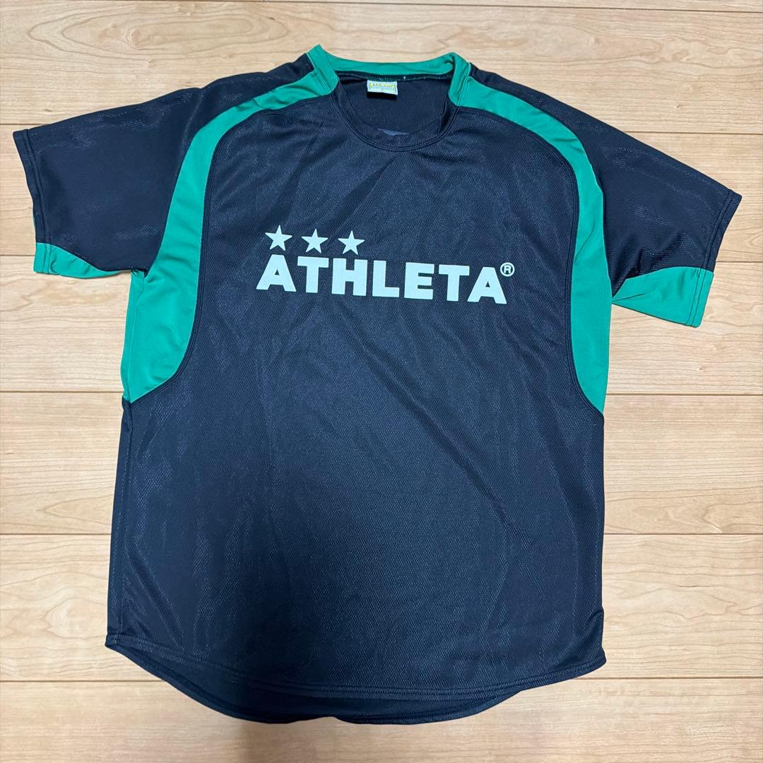 ATHLETA サッカー ユニフォーム 上下 インナー フルセット 黒/緑 L (2/8)