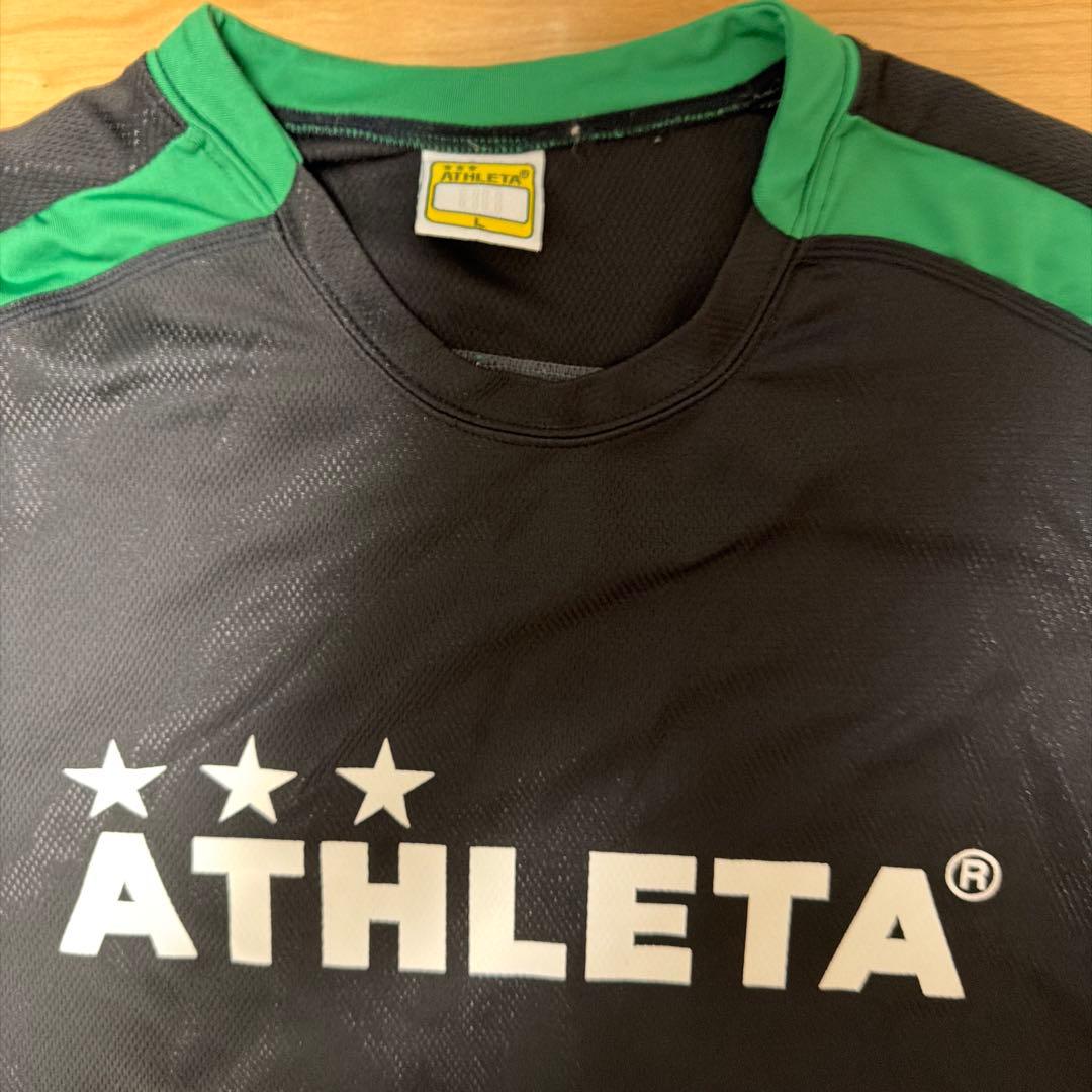 ATHLETA サッカー ユニフォーム 上下 インナー フルセット 黒/緑 L (3/8)