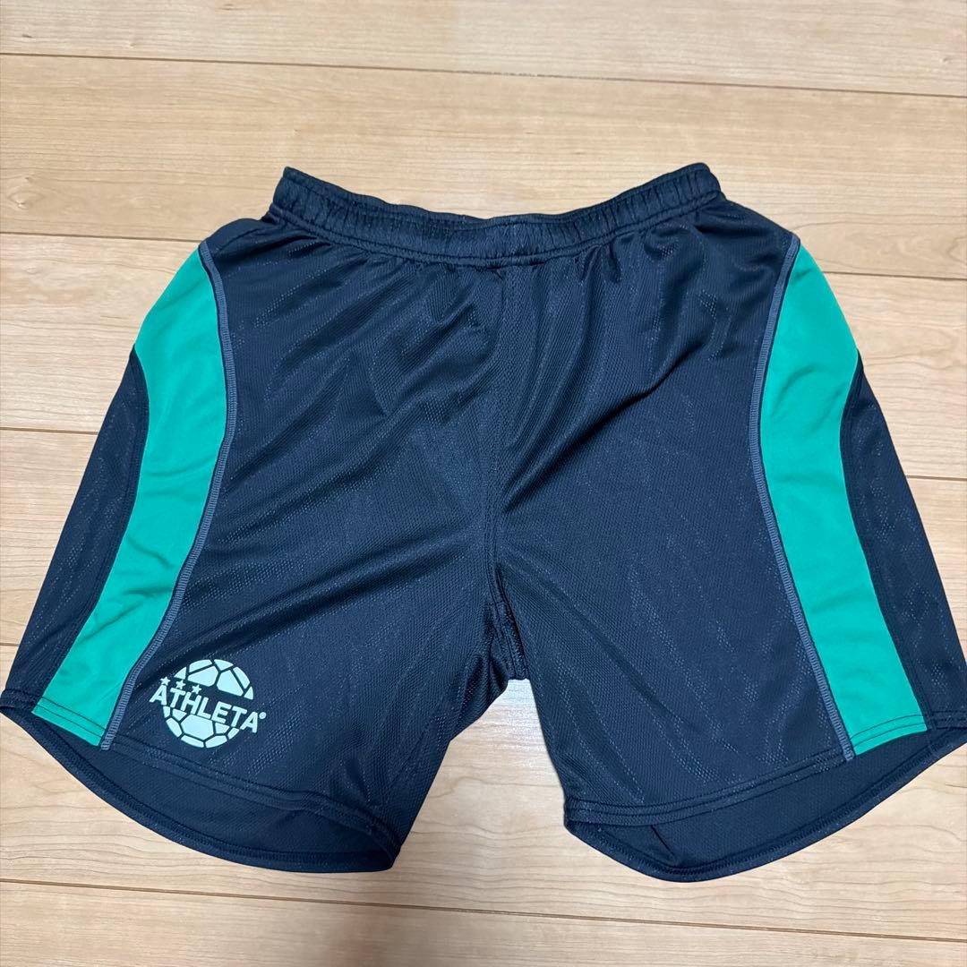 ATHLETA サッカー ユニフォーム 上下 インナー フルセット 黒/緑 L (4/8)