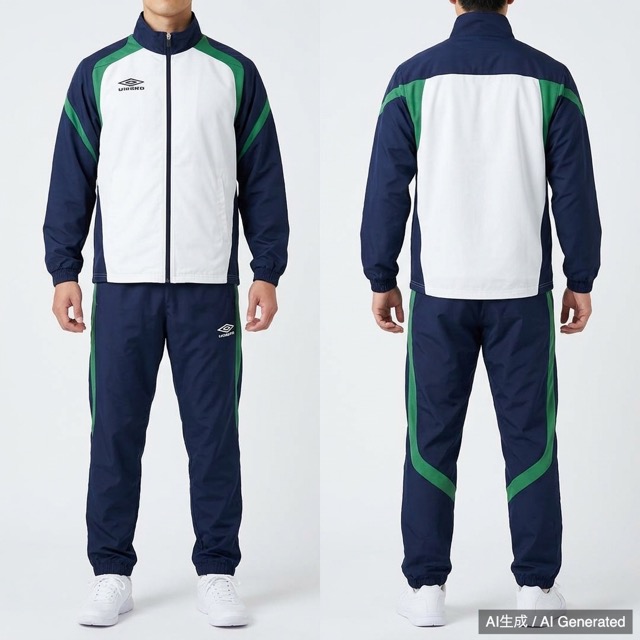 UMBRO サッカー ジャージ 上下 ネイビー ホワイト グリーン 上M 下O