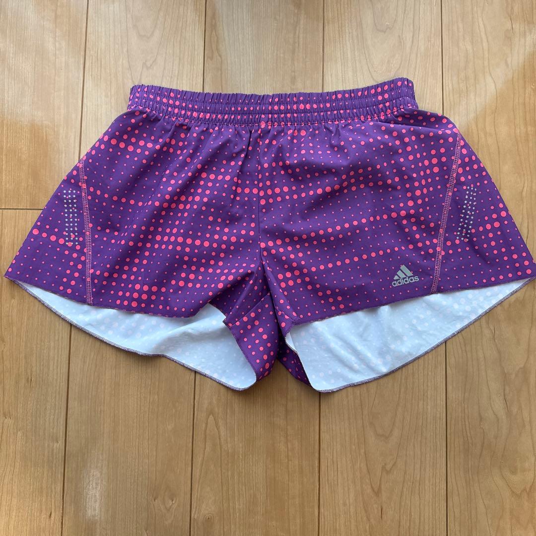 adidas 紫・ピンク ドット柄 ショートパンツ レディースL (2/4)