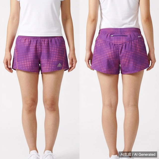 adidas 紫・ピンク ドット柄 ショートパンツ レディースL