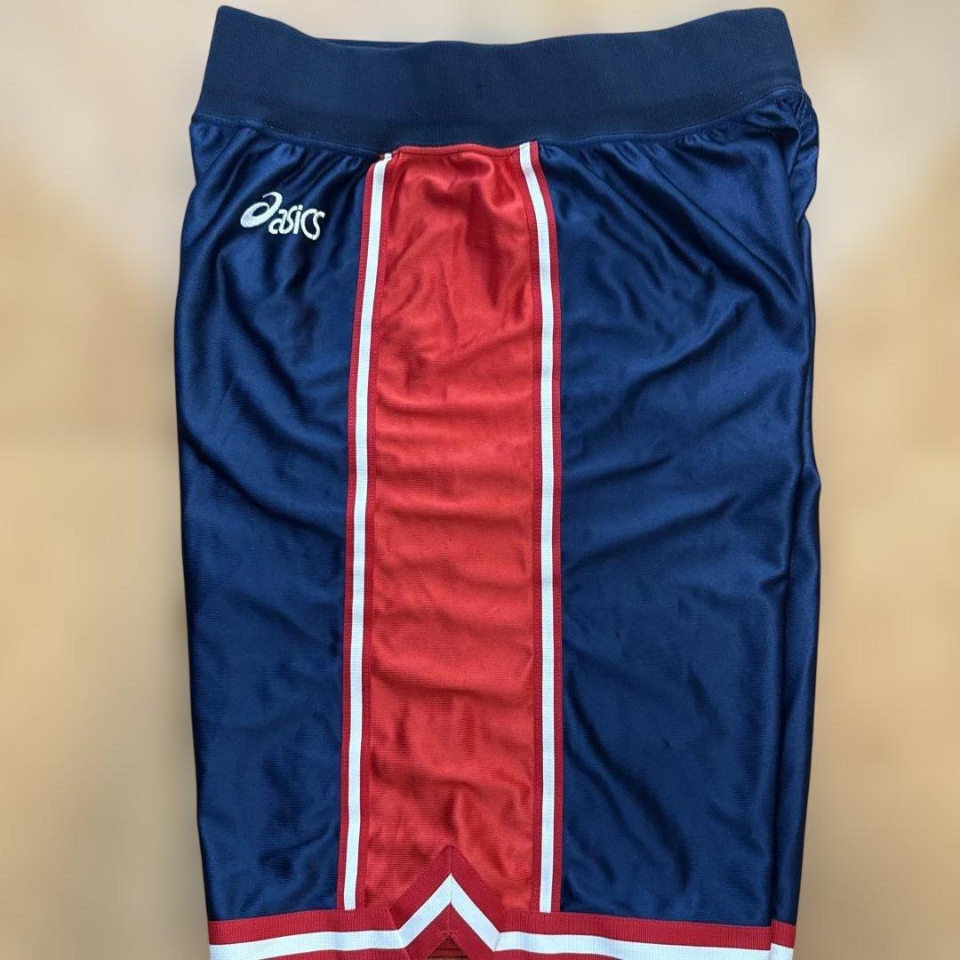 メンズ asics バスケットボールパンツ ネイビー/レッド 光沢 (3/5)