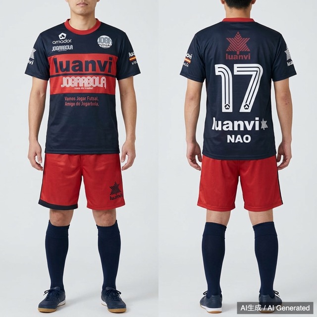 luanvi フットサルウェア 上下セット ネイビー/レッド 17番 M