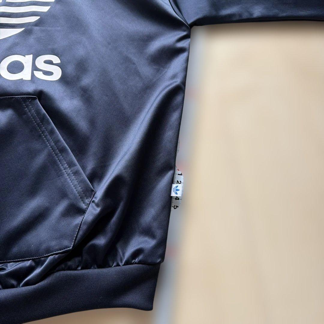 adidas 紺 パーカー レディース フーディー Mサイズ 光沢サテン (6/8)