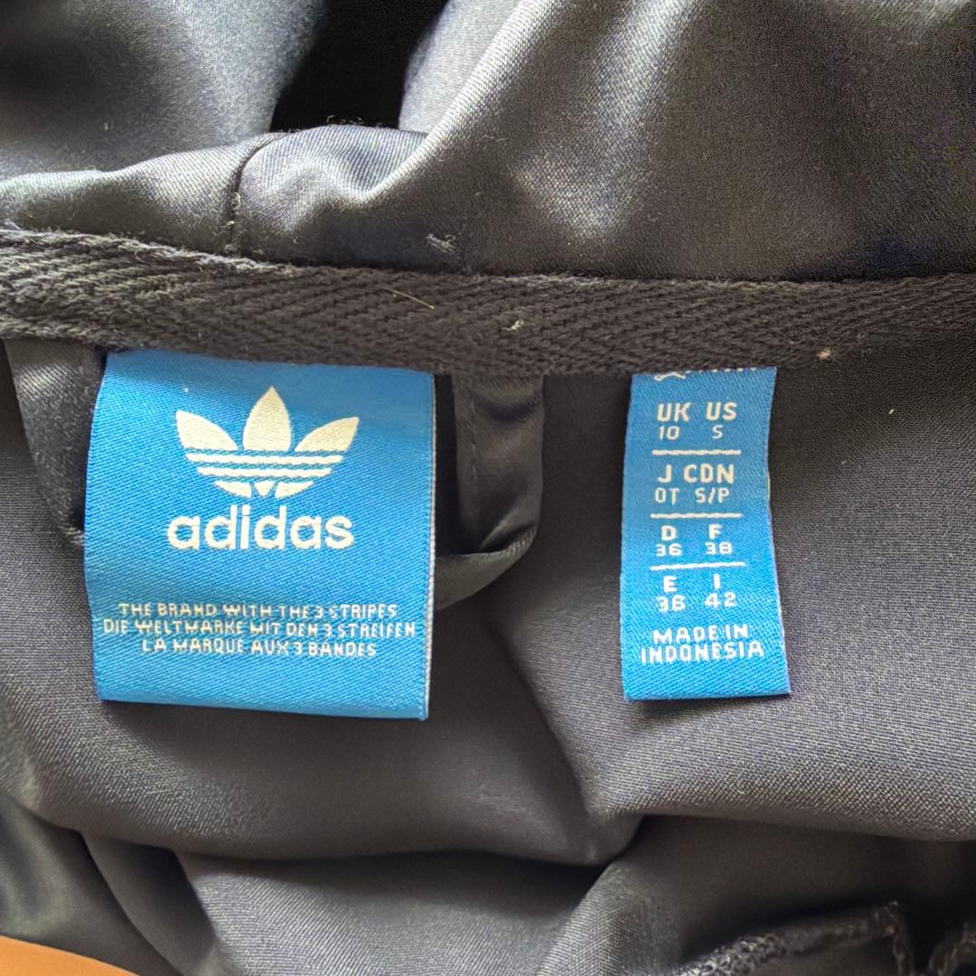 adidas 紺 パーカー レディース フーディー Mサイズ 光沢サテン (7/8)