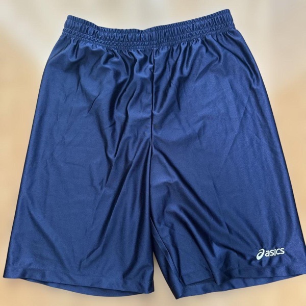 ASICS ネイビー バスケットボールパンツ 光沢
