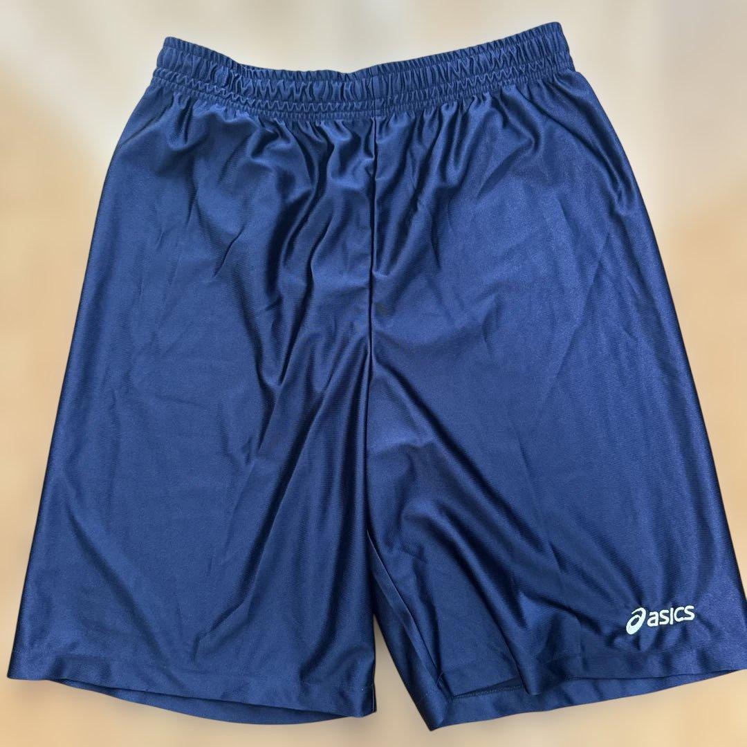 ASICS ネイビー バスケットボールパンツ 光沢 (1/3)