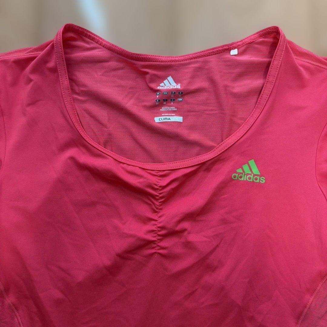 adidas レディース テニスウェア 上下セット ピンク グリーン (4/9)