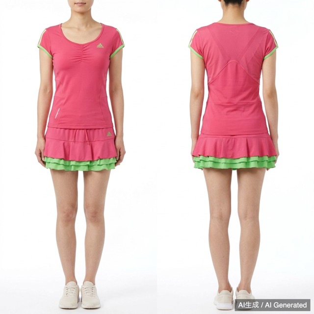 adidas レディース テニスウェア 上下セット ピンク グリーン
