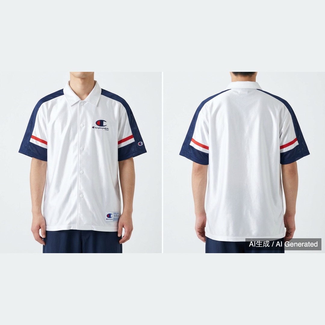 Champion バスケ ウォームアップウェア Mサイズ ホワイト/ネイビー光沢