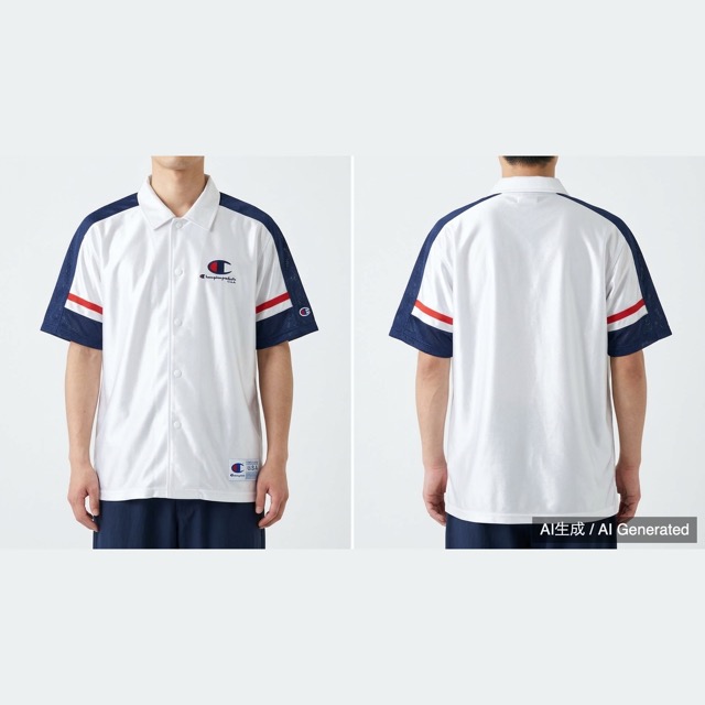 Champion バスケ ウォームアップウェア Mサイズ ホワイト/ネイビー光沢