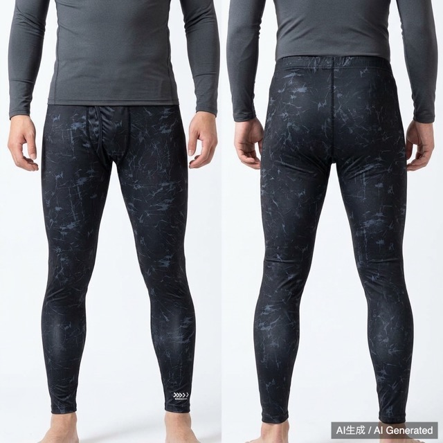 GRATEX 迷彩柄タイツ ブラック 光沢